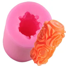 Силиконовая форма для пудинга, желе, десерта, шоколада, формы из полимерной глины, 3D Роза, цилиндрическая форма свечи, мыло ручной работы