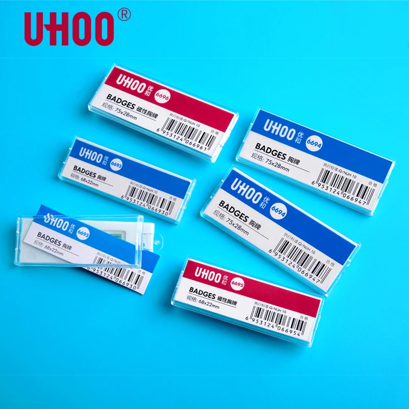 

24 pcs-Pack UHOO 6693-96 Rectangle Pin Badge Magnet Badge ID Card Holder Work Name Plate for Bank, Hotel, School, Work