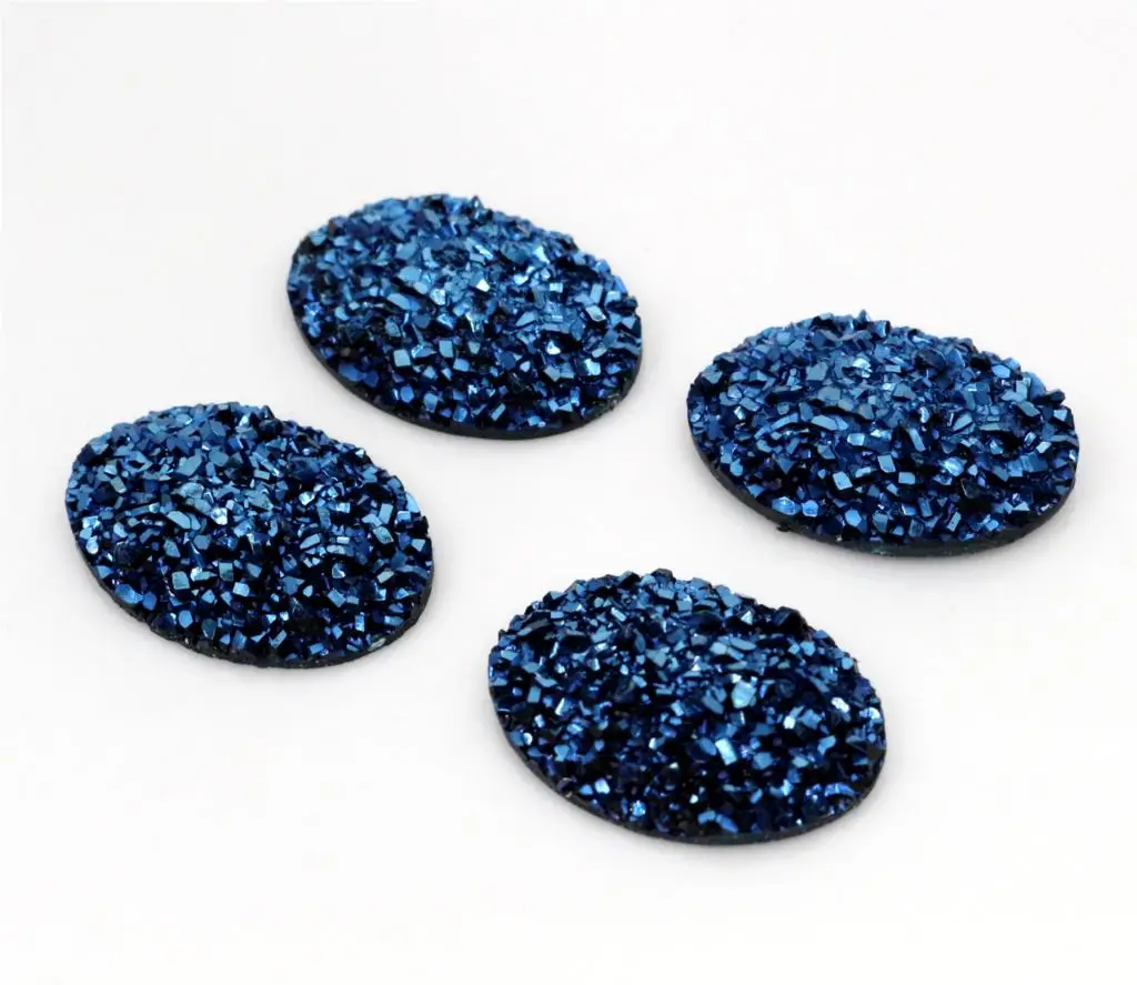 

New Fashion 10pcs 18x25mm Ice Blue Colors Natural ore Style Flat back Resin Cabochons For Bracelet Earrings accessories-T3-19