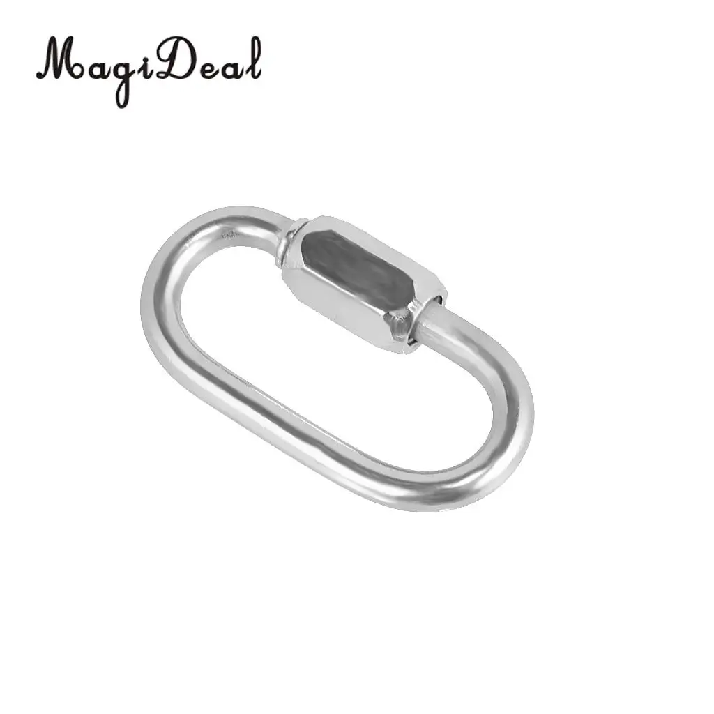 MagiDeal Safety 5mm 316 Stainless Steel Chain Quick Link Marine Grade Carabiner SWL 450KG/ 220KG for Hiking Camping Application