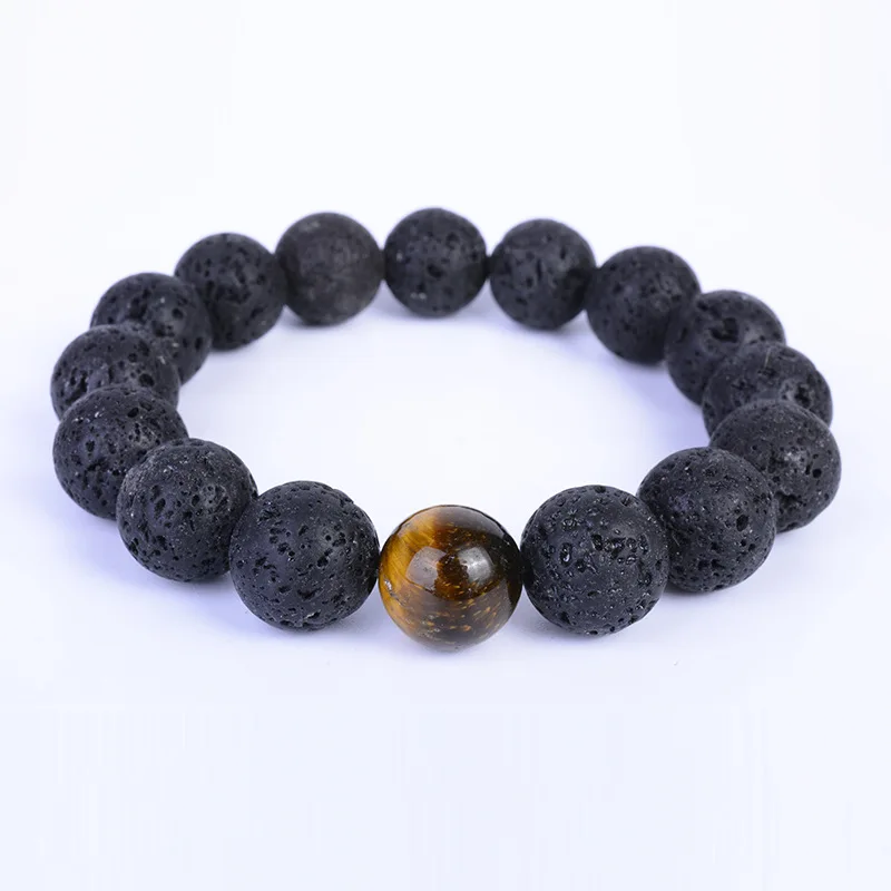 8\10\12mm Lava Stone Tiger Eye Natural Stone Beads Bracelet Buddha Charm Bracelets & Bangle Mew Men Jewelry