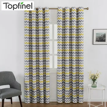 

Topfinel Thick Thermal Insulated Blackout Curtains Window Treatment Printed Wave Stripes Drapes For Living Room Bedroom Kitchen
