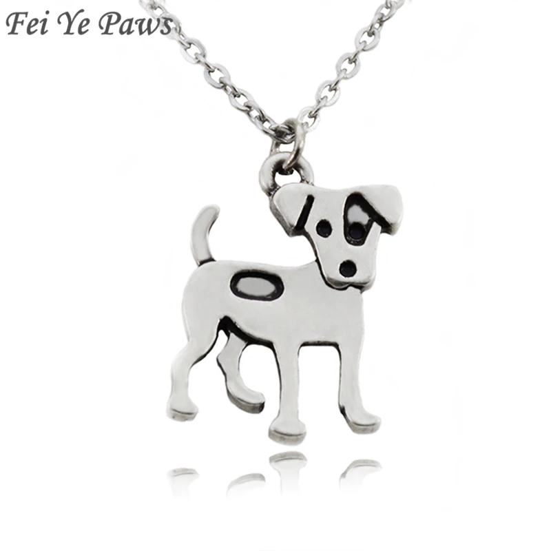 

Vintage Jack Russell Terrier Dog Charms Pendant Necklace Collar Stainless Steel Chain Boho Statement Necklaces For Women Jewelry