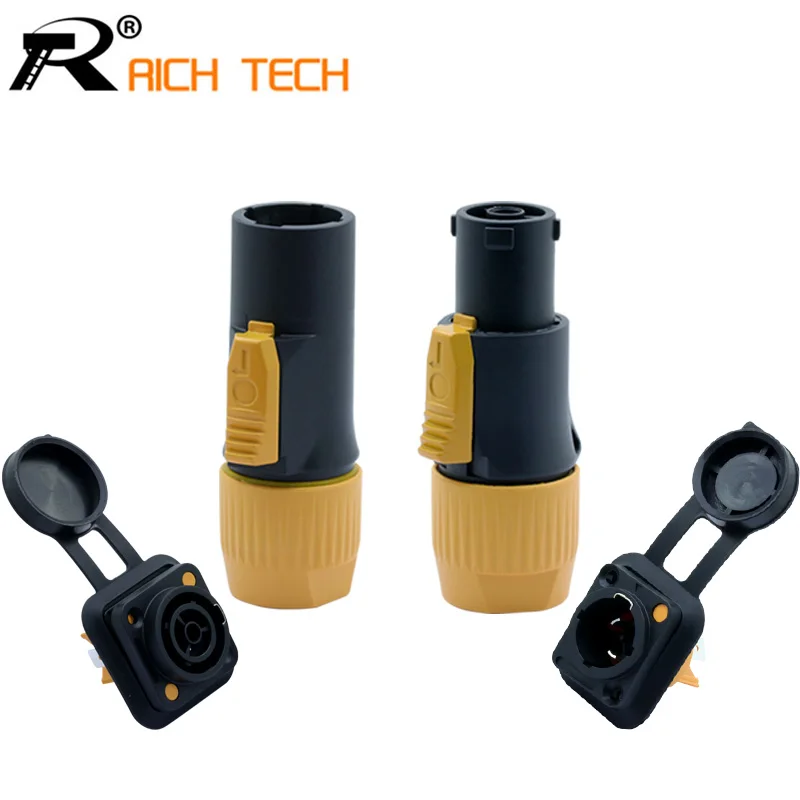 

2sets OUT/IN 20A Aviation Waterproof Powercon LED Large Screen Power Plug High-power Flame-retardant Industrial Power Connector