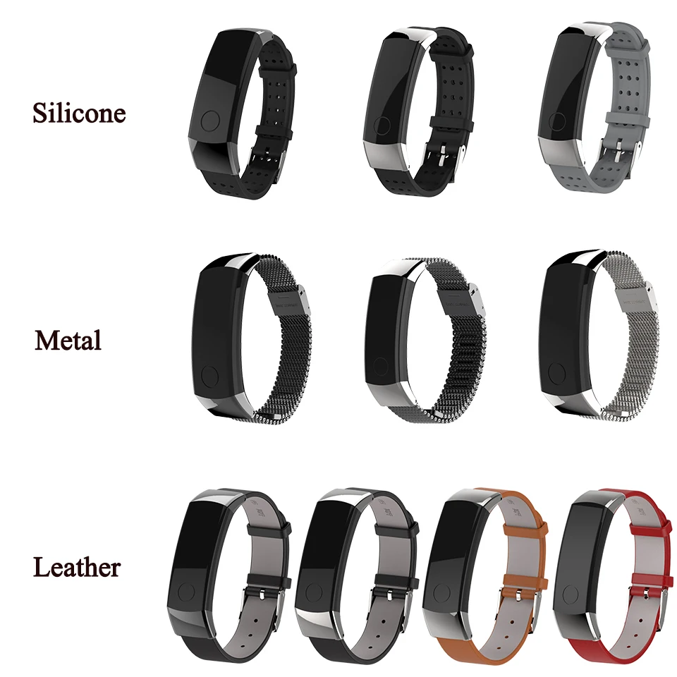 Ремешок для смарт часов Honor Band 3 кожаный браслет с металлическим ремешком