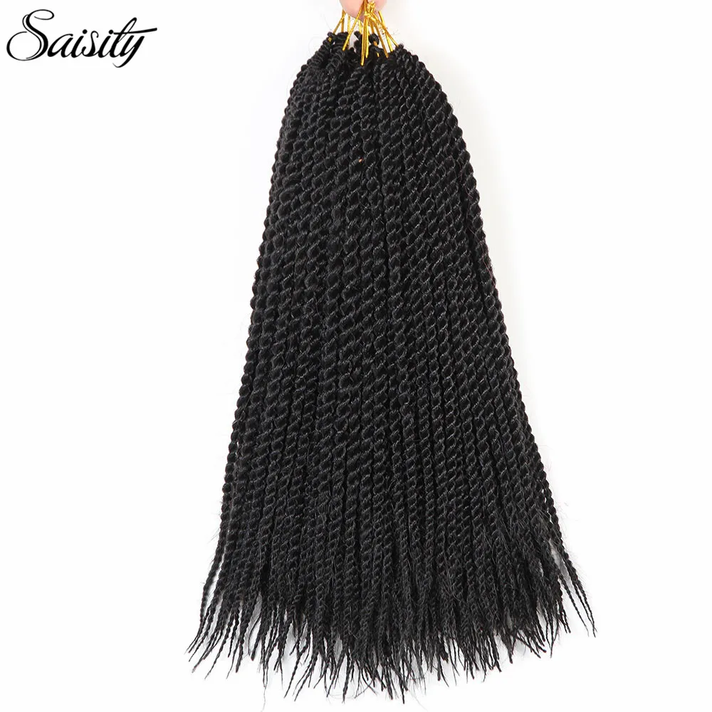 Saiaity Сенегальские скрученные вязанные крючком косички для наращивания волос, синтетические вязанные волосы, косички, Джамбо, африканские крючком, богиня locs - Цвет: # 1B