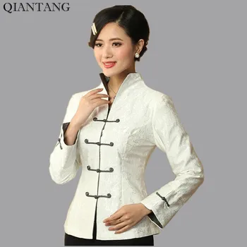 

Hot Sale White Chinese Ladies' Jacket Lady Long Sleeves Coat Flowers Mujere Chaqueta Size S M L XL XXL XXXL Mny01-D