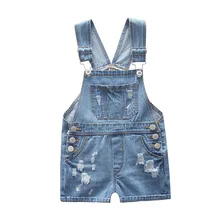 2016 NEW Summer Fashion Children Child Kids Girls Boys Baby Cotton Denim Overall Girls Soft Shorts Suspender Shorts With Holes