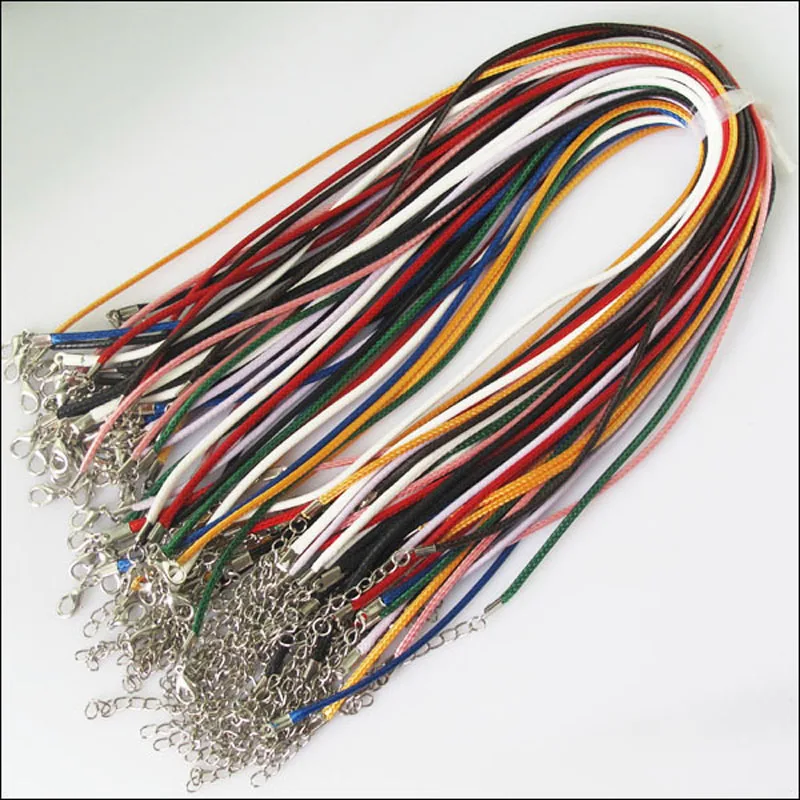 

10Rolls Mixed Waxed Strings Connectors For Necklaces Cords With Lobster Clasps 42cm