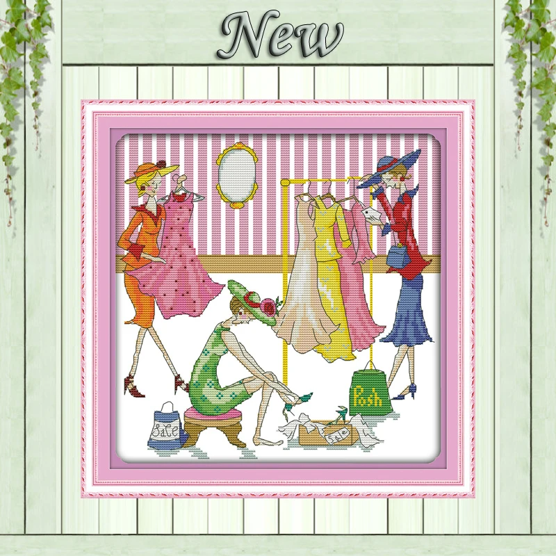 

Happy shopping beauty girl patterns counted printed on canvas DMC 11CT 14CT Chinese Cross Stitch kits embroidery needlework Sets