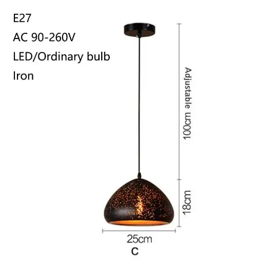 Ретро Новинка промышленный черный железный подвесной светильник светодиодный E27 с 7 стилями для гостиной кухни спальни отеля офиса ресторана - Цвет корпуса: YY-P1679C