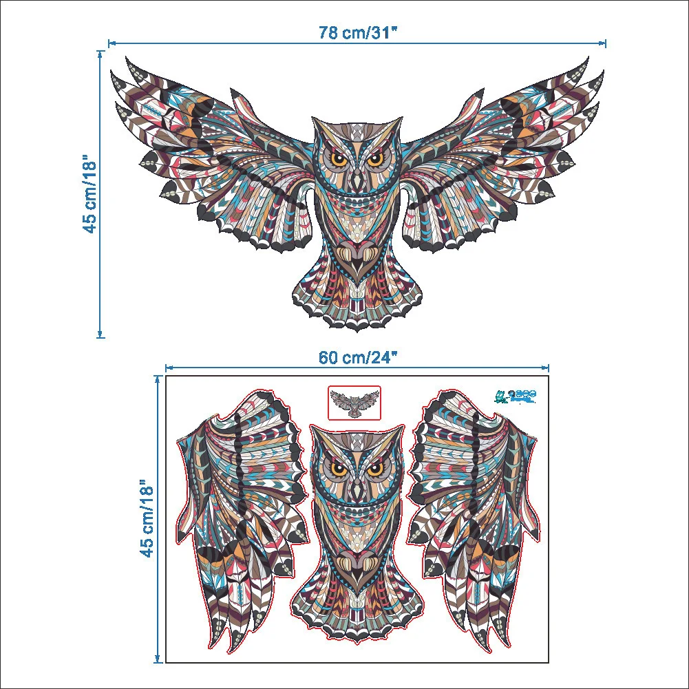 Creative owls цветные настенные наклейки обои домашние украшения с животными