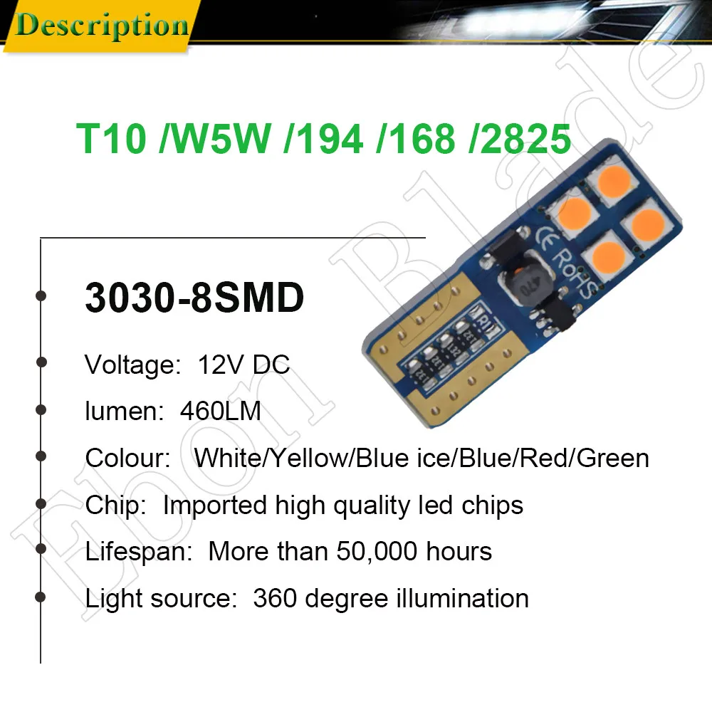 2/4 шт. желтый оранжевый CANBUS Error Free T10 W5W t 10 светодиодный лампы для автомобильные наклейки на боковую часть Клин хвост парковки светильник Светодиодные лампы 12V