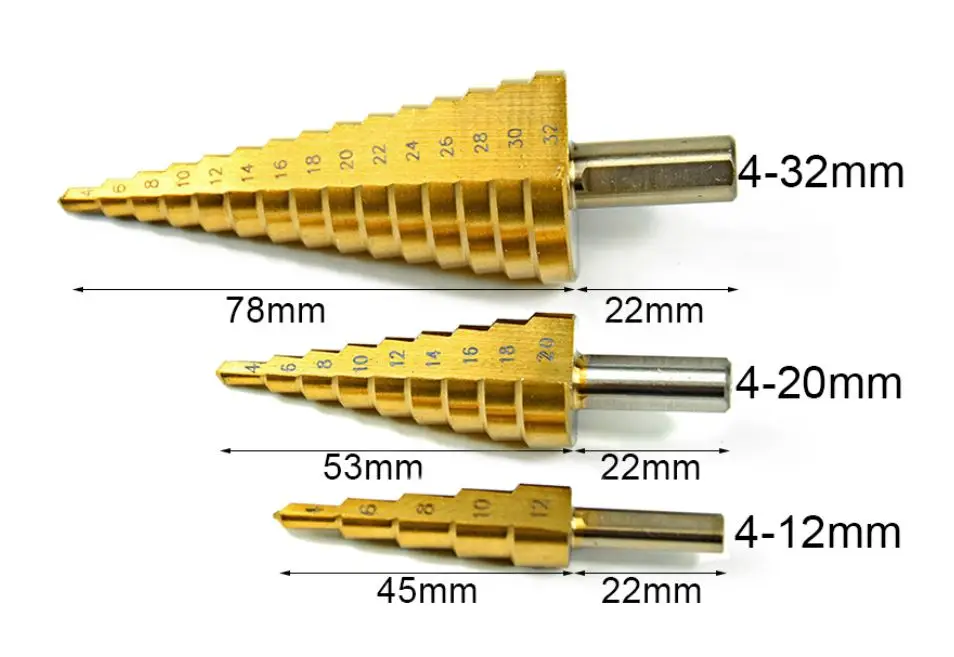 6 8 10 мм Шаг сверло спиральная Флейта HSS сталь коническая титановое покрытие мини-сверло Набор инструментов отверстие резак 4-12/4-20/4-32 мм