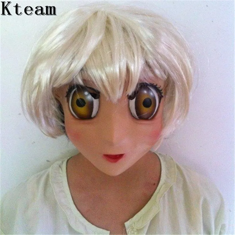 Горячая Женская милая девушка половина головы маска кигуруми с BJD глаз мультфильм косплей японского аниме ролевая маска Лолиты кроссдресс кукольная маска