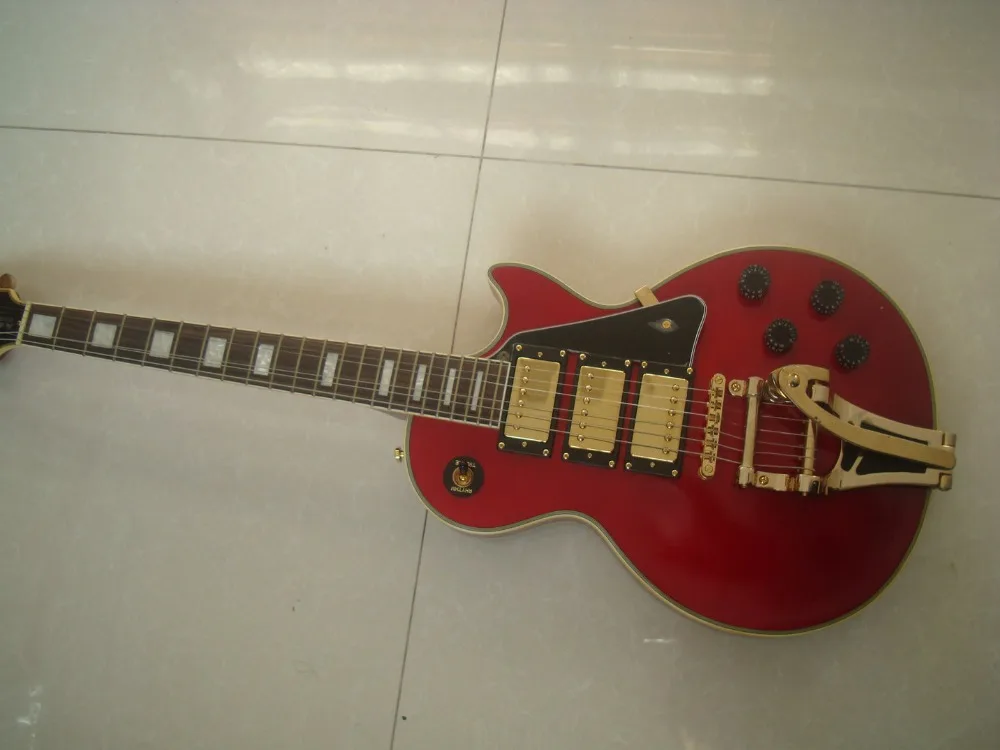 

Free shipping new CUSTOM shop WINE RED 3 PICKUP guitar BIGSBY tremolo flame top Grover humbucker pickup mohogany one piece neck