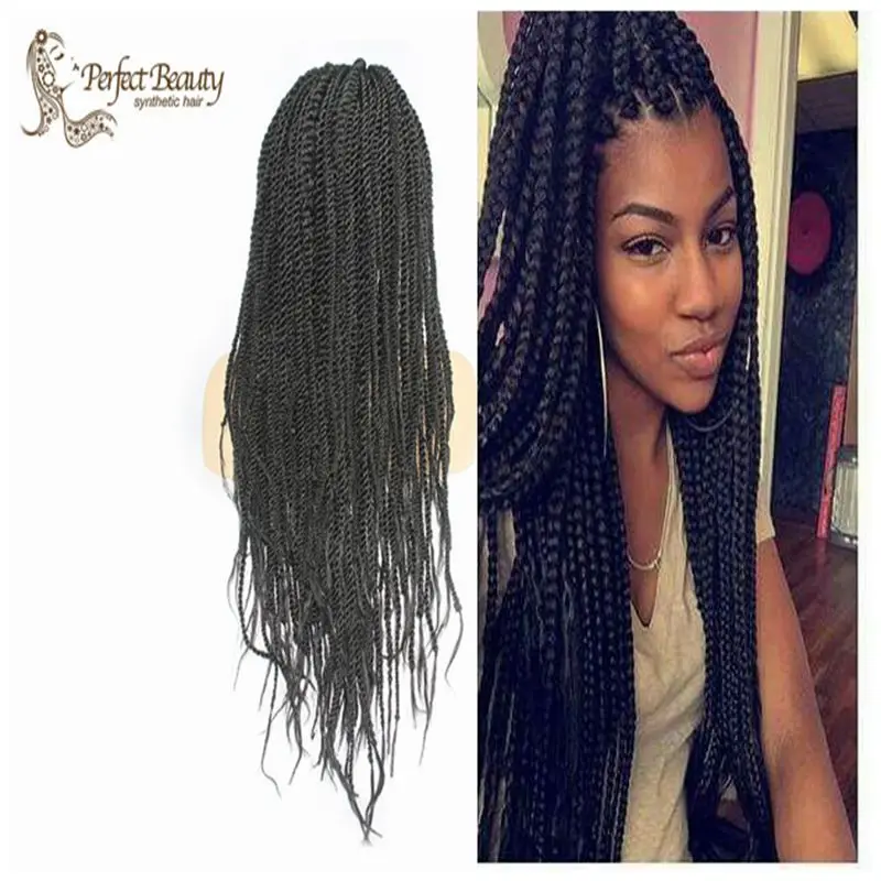 

Braided Lace Front Wigs Heat Resistant Black Long Synthetic Wig with Natural Baby Hair Box Braided Wigs For African American