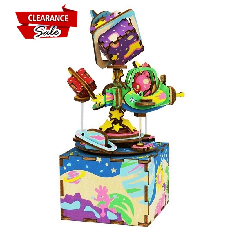 

US Buyer Super Deal Robotime DIY 3D Spaceship Puzzle Game Assembled Wooden Music Box Toy Gift for Children Teens AM403