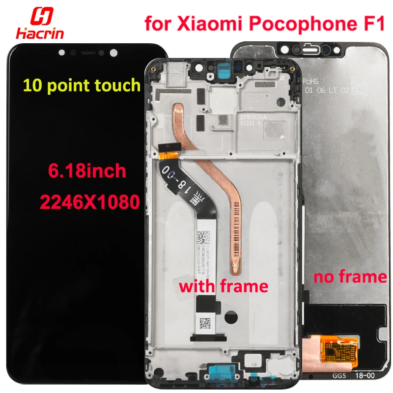 ЖК экран для Xiaomi Pocophone F1 дисплей + сенсорный AAA 6 18 дюймов|Экраны мобильных