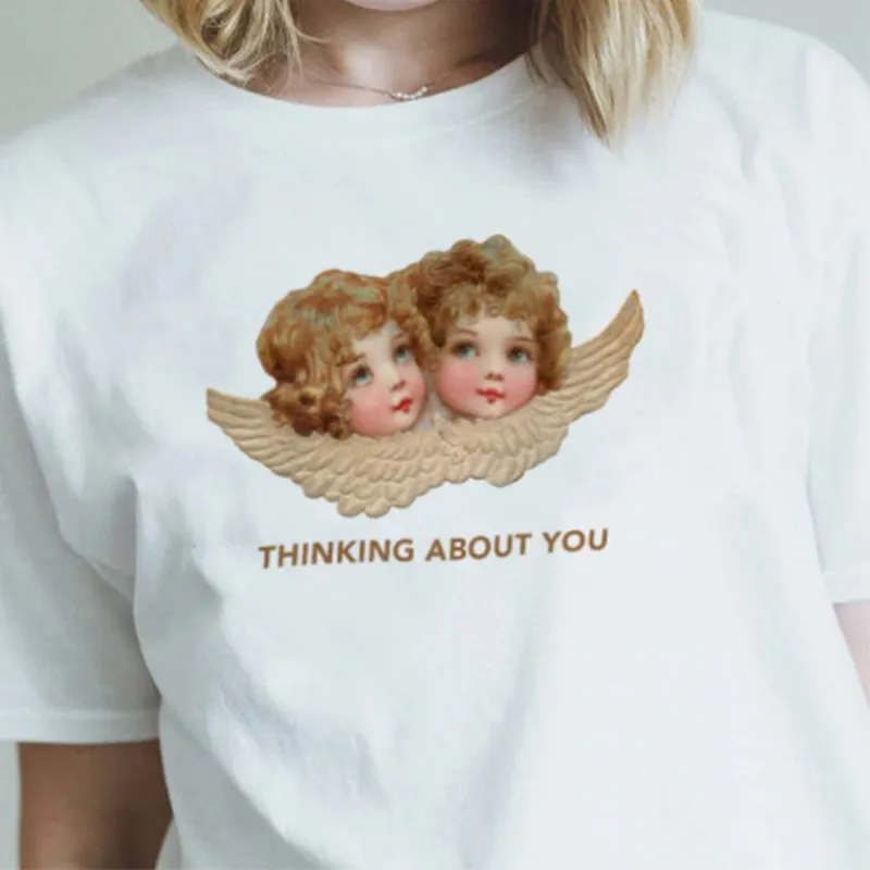 Женская футболка Tumblr Grunge Thinking about You эстетический Придверный коврик графический