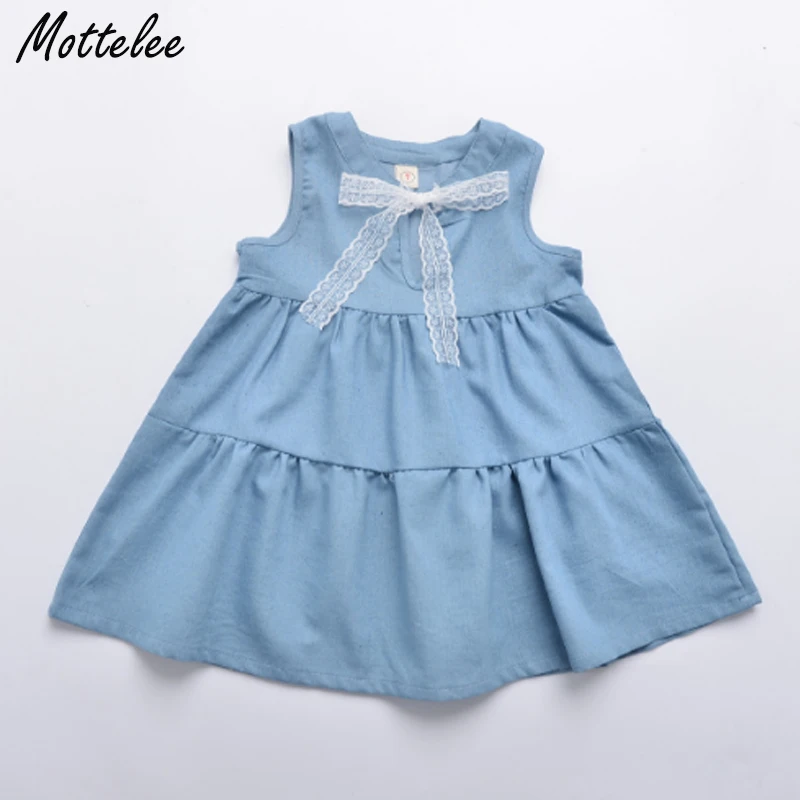 Mottelee Summer Girls Denim Dress Sleeveless Kids Blue Casual Dresses ...