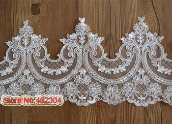

New Design 24CM Wide Gorgous Off White Eyelash lace for lace dress,wedding Lace trim,french Cord Chantilly lace fabric