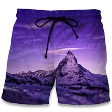 Летние мужские шорты Mount Everest Night с 3D принтом пляжные Фитнес Брюки Модные мужские бермуды boardкороткие Плюс Размер 6XL фиолетовый