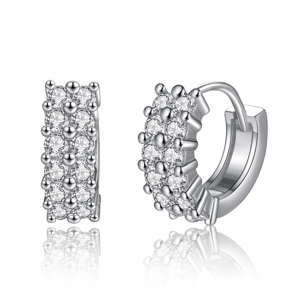 

Sweet Romance Double Row Clip Earrings Female CZ Jewelry Women's Clip Earrings Jewelry Gifts