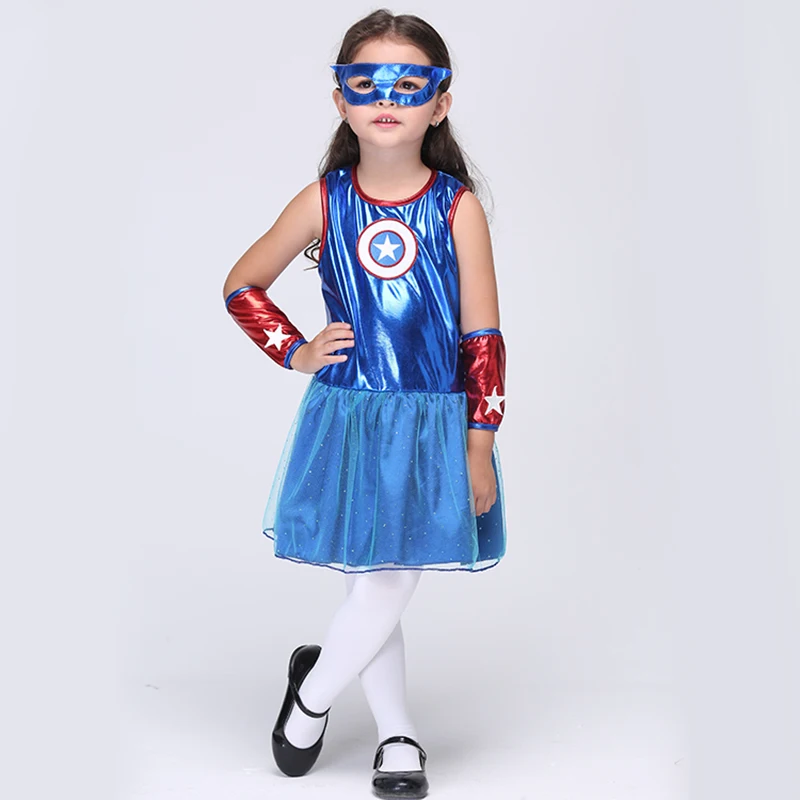 

New Superwomen Cosplay Costumes Halloween Stage Performance Girl Costumes fantasia vestido Kids carnival party Outfit EK112