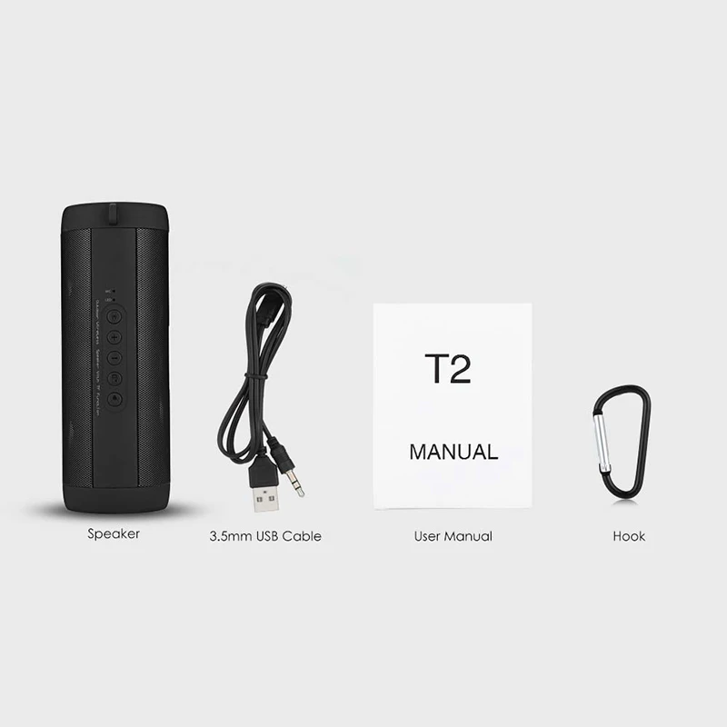 Excelvan T2 портативный велосипедный мини динамик Bluetooth стерео фонарик 1800 мАч