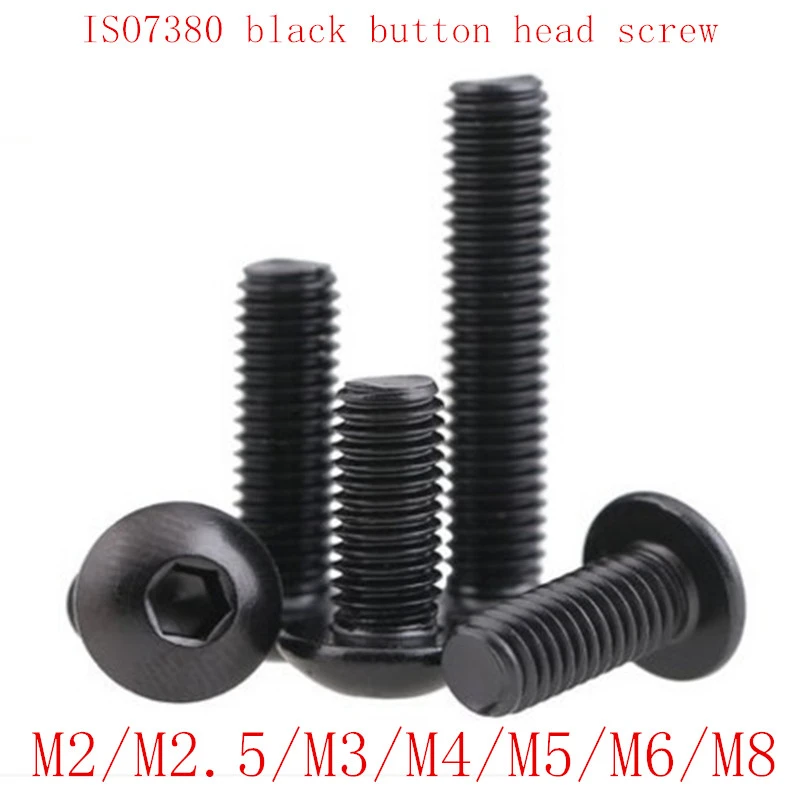 LKKPT 5-50PCS Hex Socket Button Head Screws Allen Bolt Screw ISO7380 304 Stainless Steel/Black 10.9 Grade M2 M2.5 M3 M4 M5 M6 M8 M10 Color : 10.9 Class Steel, Size : 22mm 