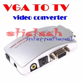 

BY DHL OR EMS 50 pieces hot sell Universal PC VGA to TV AV RCA Signal Adapter Converter Video Switch Box Supports NTSC PAL