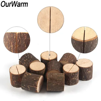 

OurWarm 50/20/10pcs Natural Wooden Table Number Stand Place Name Memo Card Holder Seat Folder Rustic Wedding Party Decoration
