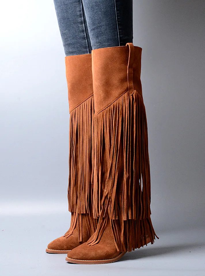 Long fringe boots Clearance
