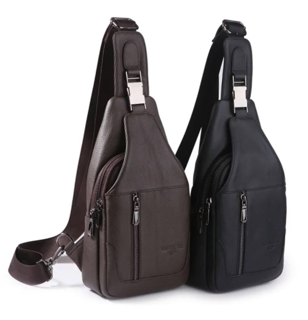 

Top Quality Genuine Leather Men Sling Chest Back Day Pack Travel Riding Casual Cross Body Messenger Shoulder Bag DropShipping