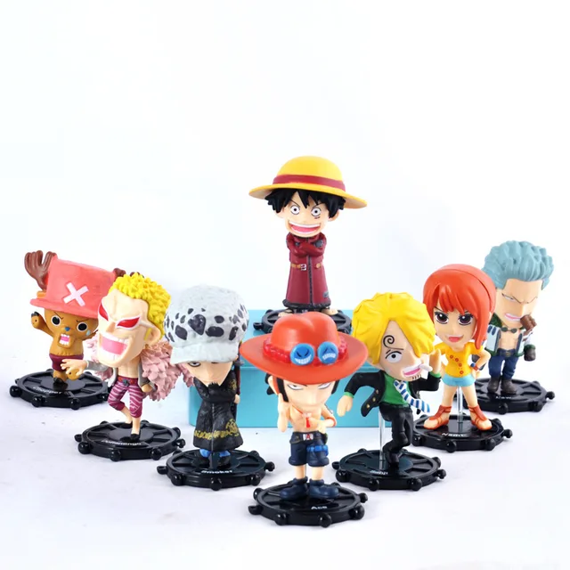Best Price 2018 new 8pcs/set one piece pvc action figure Luffy Sanji Nami Ace Law Doflamingo Smoker pvc figure model toys collection gift
