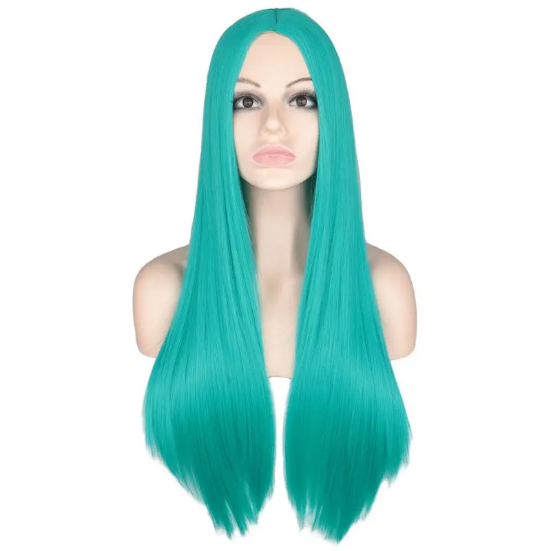 QQXCAIW длинные прямые средняя часть парик для женщин вечерние светлые оранжевые фиолетовые серые волосы термостойкие синтетические волосы парики