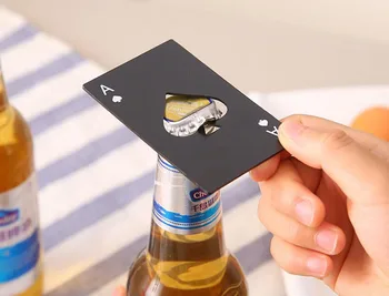 

300pcs Black Beer Bottle Opener Poker Playing Card Ace of Spades Bar Tool Soda Cap Opener Gift Kitchen Gadgets Tools