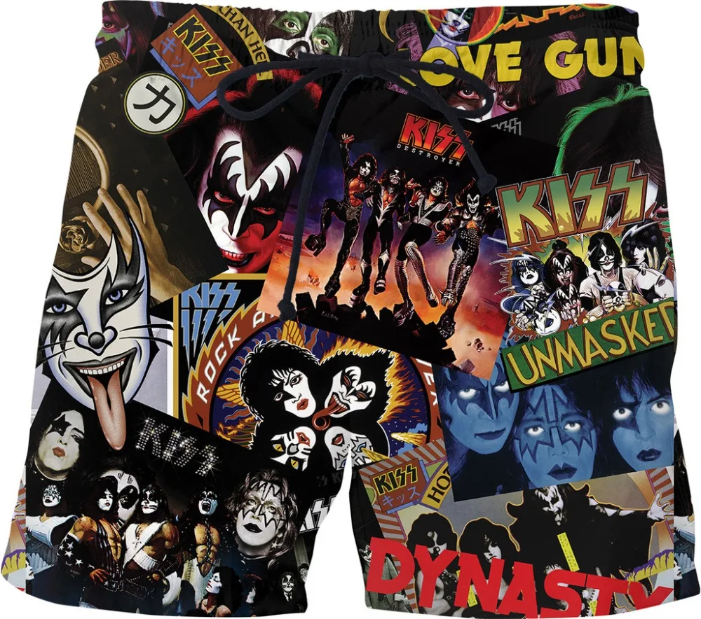

Quick Dry Summer Mens Siwmwear Mens Beach Board Shorts Men Swims KISS Discography Swims Shorts Beach Wear KISS shorts