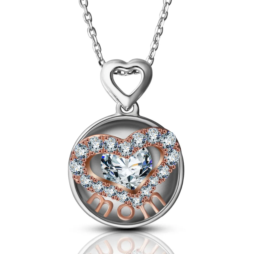 Sterling Silver Mother Mom Beating Heart Pendant Necklace for Women Elegant Gifts for Christmas Birthday Anniversary Thanksgiving Mothers Day.