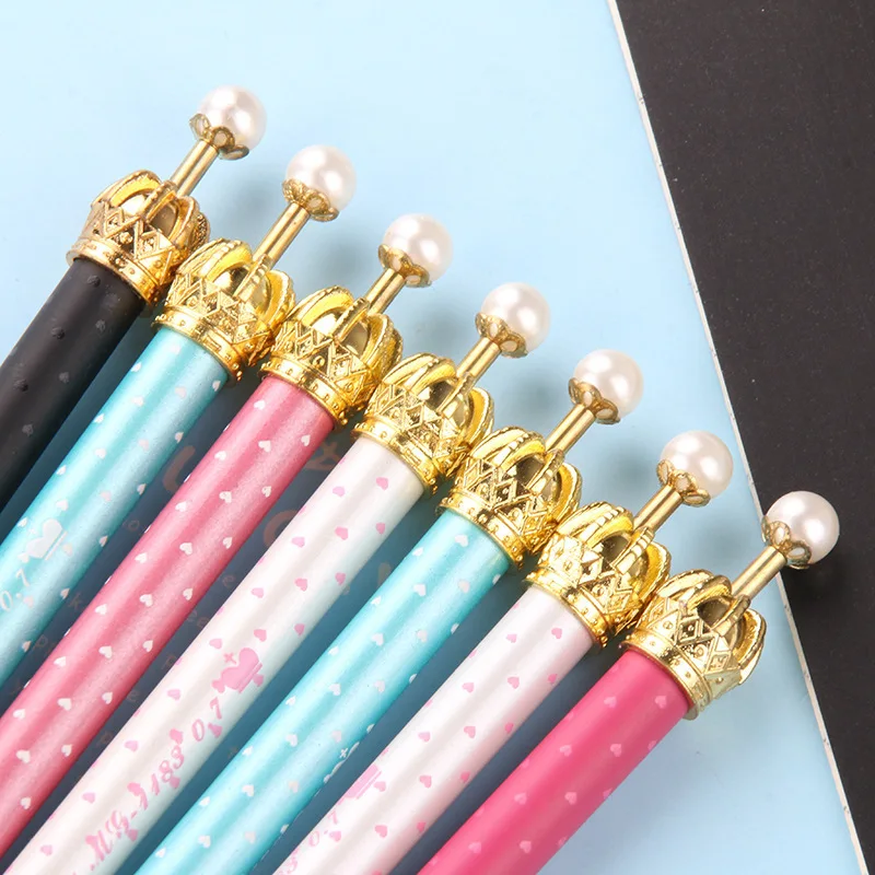 1 шт./) 0,7 мм милые кавайные жемчужные шариковые ручки с золотой короной шариковые ручки Шариковая ручка для офиса и школы канцелярские принадлежности - Цвет: 1pcs
