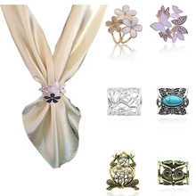2017 Moda Buquê de Flores Broche Cachecol Fivela de Cristal de Luxo Strass Cachecol Clipes Para As Mulheres Jóias Dropshipping