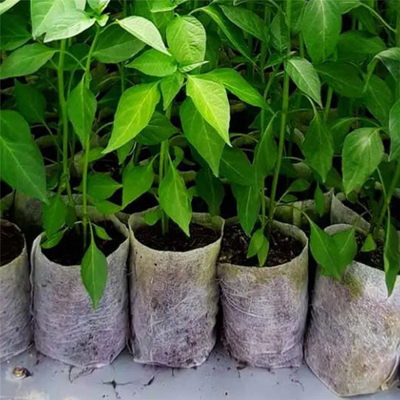 500400300200pcs Seedling Raising Grow Bags Nursery Pots Seed-Raising Bags Non-woven Fabrics Garden Supply 8x10cm #4p08 (3)