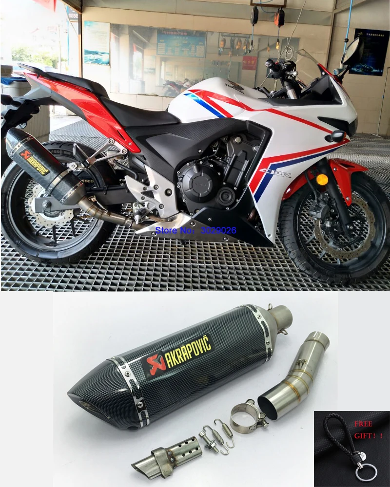 CBR 500 300 без шнуровки мотоцикл модифицированный карбоновый глушитель на выхлопную трубу со средними звеньями трубы для Honda CBR500 CBR300 спасательный дБ убийца