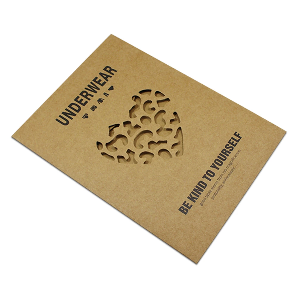 

200pcs/ Lot 2 Styles DHL Print Kraft Paper Underwear Packaging Bags Retro Stand Up/Flat Display Package Bag W/ Hollow Out Window