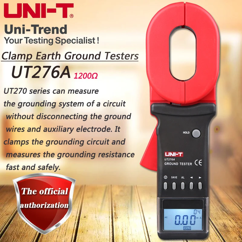 

UNI-T UT276A Clamp Grounding Resistance Tester, Resistor Limiting Alarm, Acousto-Optic Alarm, RS-232 Data Transmission