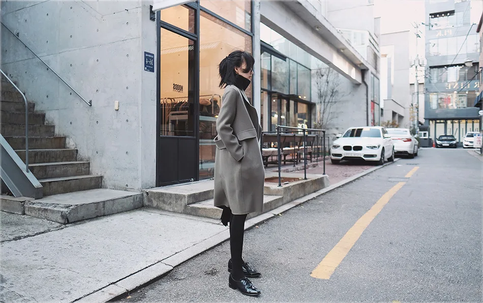 Double Un Over Qui Nouveau Main Peu Cachemire Lâche 2018 Manteau Hiver the genou Tissu Élèvent ta8UBacq