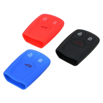 

3 Buttons Car Key Silicone Case For Audi A4 allroad B9 Q5 Q7 TT TTS Car-styling Key Bag Cover Protector Fob Car-styling