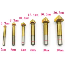 Зенковка сверло 6 шт. 3 Флейта 90 градусов HSS фаски Резак фаски конец бурение мельница дрель прилавком Титан покрытием