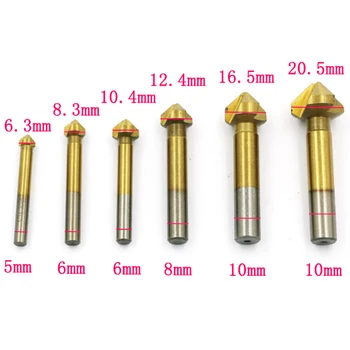 

6pcs Speed Drills Titanium 3 flute 90 degree HSS Metals Titanium Three Edge Chamfer Chamfering Drill Bit set Drilling Mill Drill